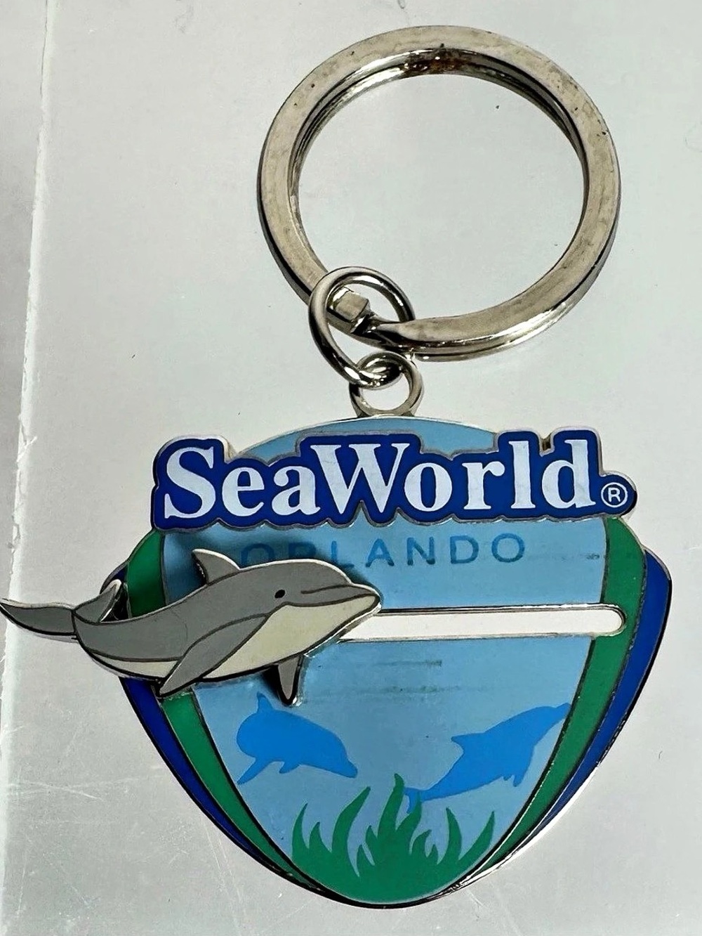 Sea World Orlando Metal Keychain Dolphin Slider